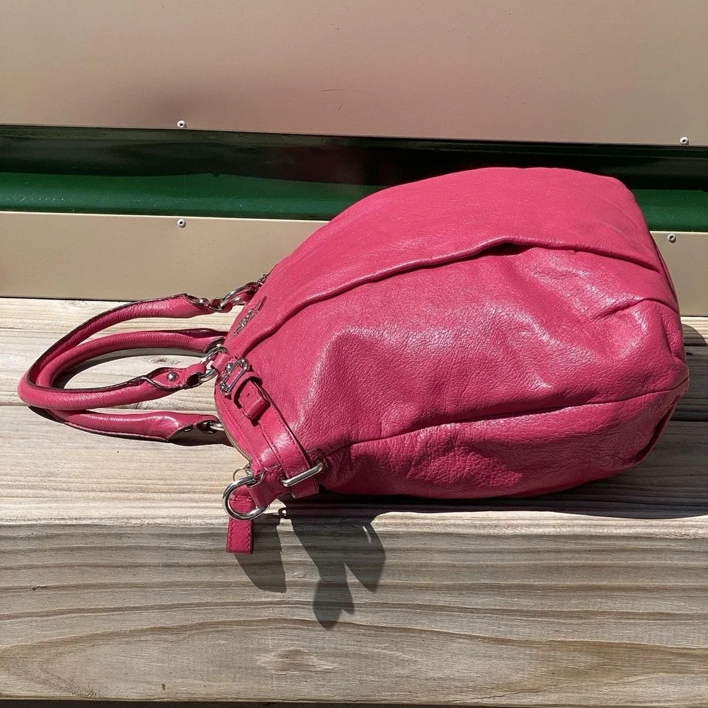 Coach Madison Lindsey Satchel 18641 Pink Ruby Leather Shoulder Bag